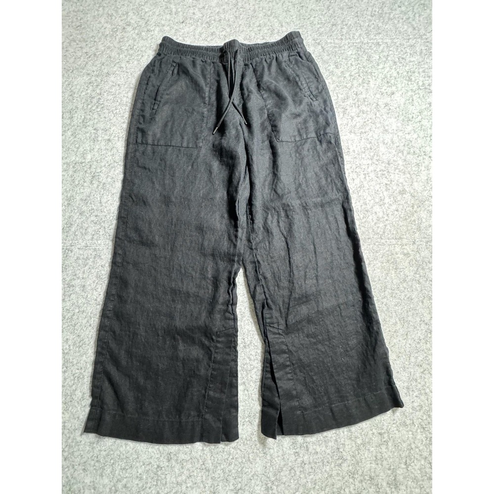 Athleta Pants Womens Large Petite Gray Retreat High Rise Wide Leg Linen